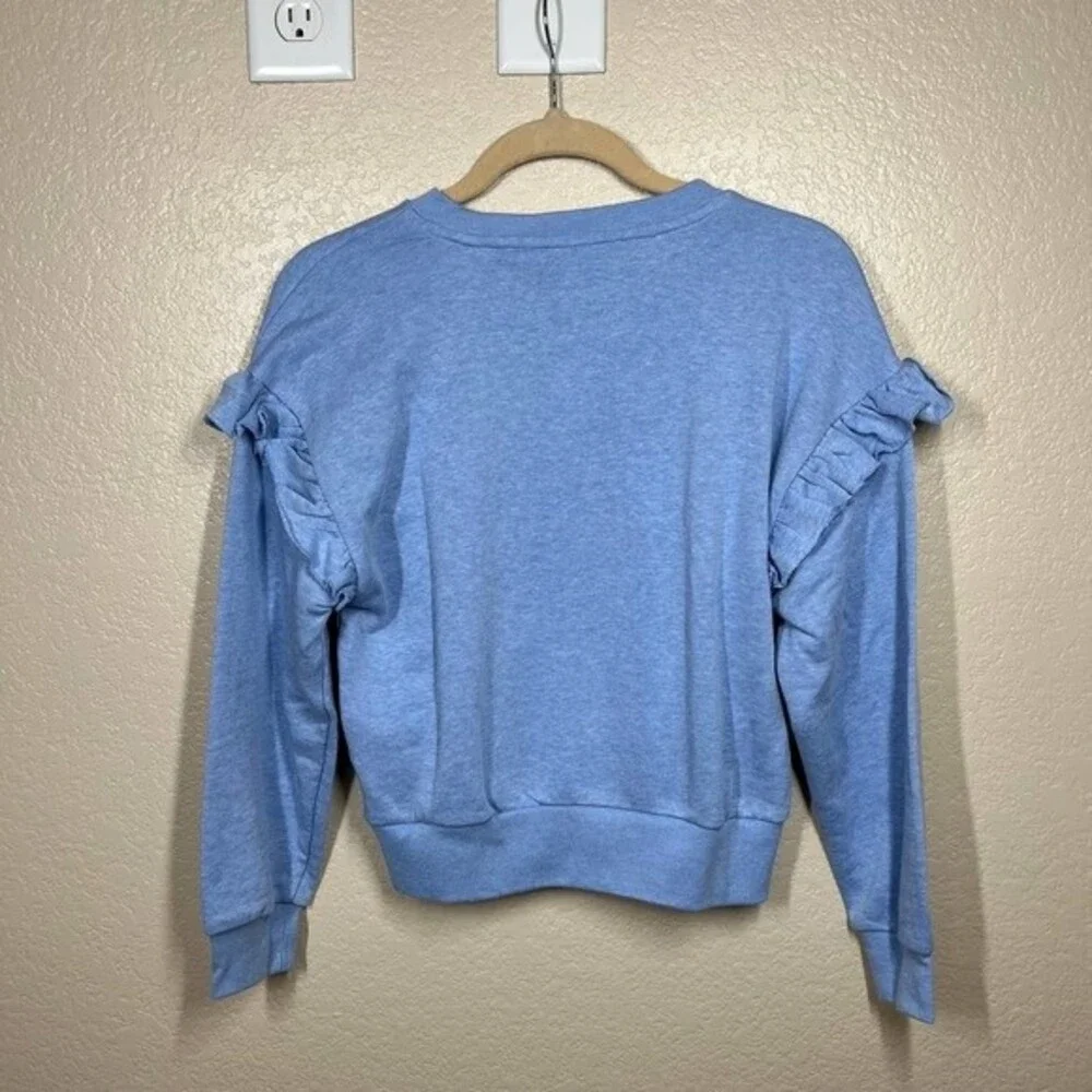 Gap kids blue sweater long sleeve sweatshirt ruffle detail on sleeve size L(10)